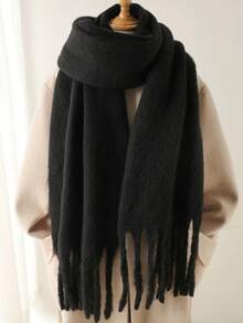 Xale/Cachecol Elegante de Tricô Grosso - Extremamente Quente, Resistente ao Vento e Espesso, o Acessório Ideal para o Inverno. Este Xale/Cachecol de Mohair em Tons Suaves e Cor Sólida é a Escolha Perfeita para a Moda Outono/Inverno, Cachecol Feminino e Xale para Vestir. - Multicolorido - Ver 13