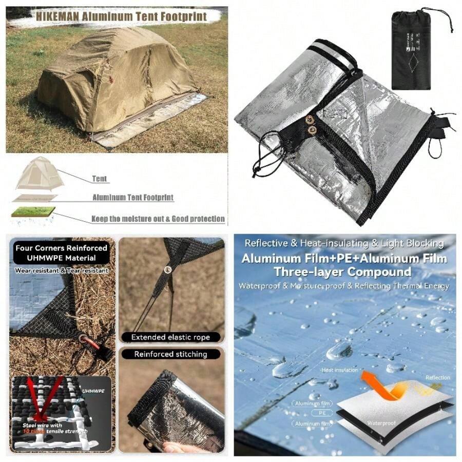 - Lona de campaa impermeable para camping, resistente y duradera, de aluminio, para piso, para senderismo, camping, mochileros, hamacas, picnic 125x 200 - 180*200cm - Ver 1