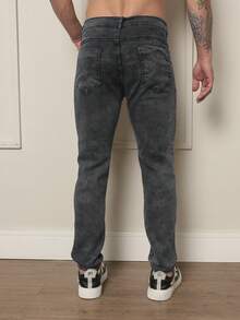 Men's Premium Jeans With Lycra Elastane Stretch Slim Fit Skinny - 深灰色 - 查看 4