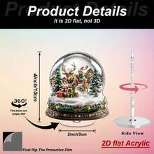 2D Flat, 360° Rotating Snow Globe With Enchanting Winter Forest Scene, Delicate Snowflakes And Warm Lighting - Polyester, No Electricity Required - Suitable For Holiday Home Decor Or Unique Gift, Snow Globe Christmas Decoration, Holiday Room Decor, Classic Decorative Style, 2D Flat