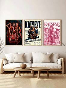 1幅无框《猫眼》动漫墙画 - 充满活力的女性角色帆布海报，完美适用于现代家居和办公室装饰，是送给粉丝的绝佳礼物 - 彩色 - 查看 3