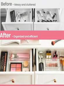 5pcs Transparent Rectangular Desktop Storage Boxes, Multi-Layer Makeup Organizer Baskets For Cosmetics, Sundries, Stationery, Socks