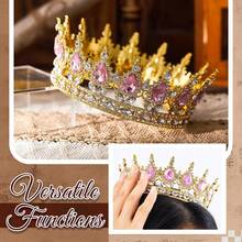 1pc Luxury Gold Bridal Crown With Rhinestones, Suitable For Weddings, Parties, Pageants, Dancing, Floral Arrangements, Birthday Parties And Other Crown Accessories, Valentine's Day Accessories - Multicolor - View 24