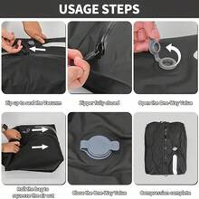Travel Compression Bags, Reusable Zipper Vacuum Storage Bags, Space-Saving Luggage Organization Essentials - màu đen - Xem 3