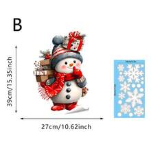 Decorações de janela de Natal, adesivos de janela engraçados de Papai Noel e boneco de neve com flocos de neve, decorações reutilizáveis para festas de Natal e inverno em ambientes internos