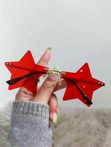 1 Pair Women's Metal Frameless Rhinestone Star Y2K Fashion Glasses, Suitable For Parties, Gatherings, Stage Performances, Fashion Outfits, Holiday Decorations - 金色 - 查看 22