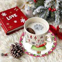 4pcs/8pcs Christmas Themed Coasters, Christmas Pattern Absorbent Pads For Coffee, Drinks, Kitchen, Table, Room, Bar Decor, Holiday Gifts