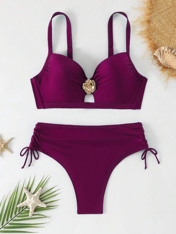 RWX VEST Biquíni Plus Size com Detalhe Dourado e Laterais Ajustáveis 2025 XX547