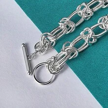 Pulsera de cadena de doble anillo chapada en plata de ley 925 para mujeres, joyería de moda para boda y fiesta