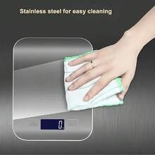 1 Balanza de cocina digital, báscula de alimentos de acero inoxidable de alta precisión con pantalla LCD, báscula en gramos con auto cero/apagado y conversión de unidades, funciona con batería - Plateado - Ver 6