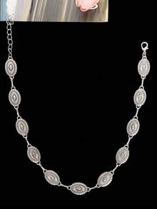 1 pieza Cadena de sombrero ovalada con estampado metálico, accesorio de sombrero desmontable multifuncional, adecuado para decorar sombreros diarios, fedoras, sombreros de fieltro, sombreros de paja - Oval - Ver 8