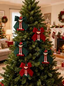 2 Stück Weihnachtsbaum Anhänger Schleifen Ornamente, Weihnachts grüne rote Schleifen Weihnachtsbaum Girlande Dekoration, Weihnachtsdekoration, Szenenrequisiten Ornamente, Anhänger Feiertags Tischdekoration Kamin Tür Fenster Boden Geschenk, Weihnachtsbaum Dekorationen, sehr geeignet für Weihnachten und Heimdekoration, verschiedene Party-Event DIY Dekoration