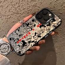 Funda de Teléfono Popular Manga  para 17, 16, 15, 14, 13, 12, 11 Pro Max, Plus - Cubierta Trasera Mate a Prueba de Golpes - Negro - Ver 2