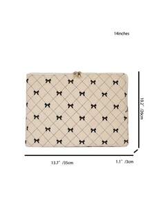 1pc Student Laptop Bag, 11"/13"/15" Laptop Sleeve, White Bow Print Casual Unisex Protective Cover, Notebook Bag, File Bag, Laptop Case, Laptop Carrying Bag, 11 13 15 Inch Desktop Protective Sleeve, Compatible With Macbook, HP, ASUS, Suitable For Girls, Teenage Girls & Boys, College Students, Tablet Handbag, 9-15 Inch, Compatible With IPad Air 4 5 Pro, Compatible With IPad Protective Case, Shock-Resistant Sleeve - White - View 3