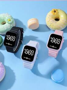 1pc Fashion LED Electronic Watch For Children & Teenagers, Displays Time & Date, Suitable As Back To School Or Christmas Gift For Girls & Boys