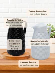 Garrafa Térmica para café New Rattan design Trançado - Branco - Visão 6