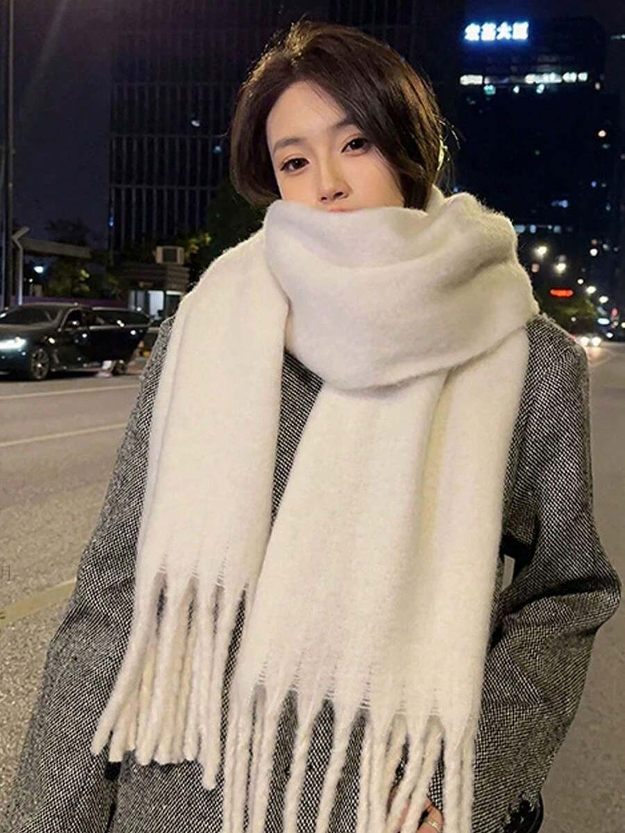 2026新款羊驼毛围巾，女士保暖冬季围巾，礼盒装，送给女朋友/闺蜜的礼物 - 彩色 - 查看 1