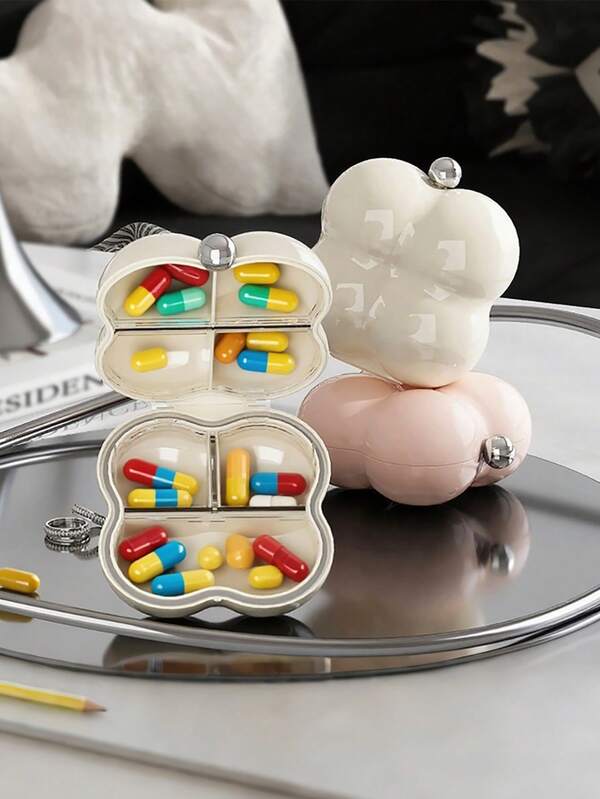 Sanrio Portable Dopamine-Style Floral Pill Box & Multi-Purpose Organiser – Vibrant Art Deco Medicine Box With Travel-Friendly Suspender Strap Pill Organiser