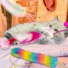 3 Pack Cat Wand Toy, Rainbow Cat Feather Toys With Bells, Teaser Wand With Soft Furry Tail, Interactive Toys For Indoor Cats & Kitten & Kitty - A-3 chiếc - Xem 2