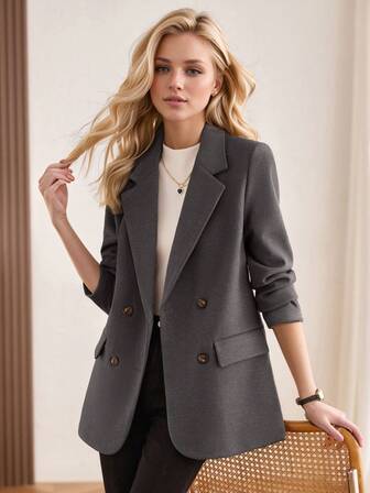 2025 Nuova Giacca Casual Grigia da Donna per Autunno/Inverno, Design Elegante di Alta Qualità