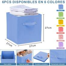 Cajas de Almacenamiento de Cubos de Tela Resistente con Asas, Cajas de Almacenamiento Plegables de , Organizadores de Ropa y Papeleras para Dormitorio, Armario y Estanterías - 1 - Ver 5