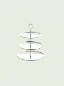 1pc 2/3 Tier Stainless Steel Cupcake Stand, Reusable Dessert Tray, Juice & Candy Display Rack For Christmas, Wedding, Birthday Party, Baby Shower Decoration - Silver