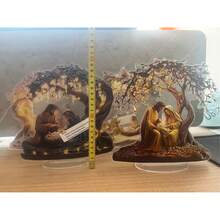 Dwuwymiarowa, płaska, elegancka dekoracja biurka w stylu chrześcijańskim z podstawą – materiał akrylowy, klasyczna tabliczka ekspozycyjna do domu i biura, świetny pomysł na prezent na Boże Narodzenie, Nowy Rok, Święto Dziękczynienia - Wielokolorowe - Zobacz 3