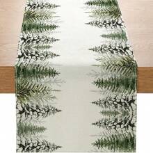 1 pieza Camino de mesa navideño con árbol verde fresco, decoración navideña de invierno del bosque de pinos para la cocina y el comedor del hogar, decoración para fiestas, tamaño: 13x35/13x47/13x72/13x90/13x108 pulgadas