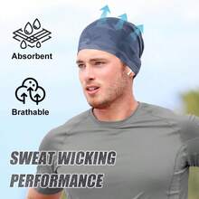 2Pack Cooling Skull Caps For Men And Women Breathable 3D Mesh Running Caps For Cycling Gym And Summer - BlackcamoBlue - Xem 8