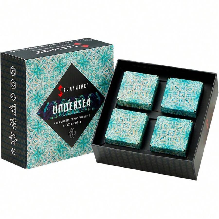 SHASHIBO Shape Shifting Box - Award-Winning, Patented Fidget Cube W/ 36 Rare Eartagnets - Transforms Into Over 70 Shapes, Gift Box, Download Fun In Motion Toys Mobile App (Undersea, 4 Pack),23415476 - 黃色 - 查看 1