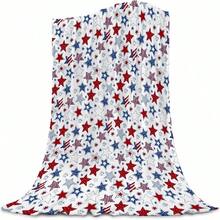 Patriotic Throw Blanket - 4th Of July Memorial Day Independence Day American Flag Stars & Stripes Blankets - Red White Blue Plush Flannel USA Throw For Couch Sofa Bed 40x50 Inches.Jpg - White - View 1