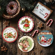 4pcs/8pcs Christmas Themed Coasters, Christmas Pattern Absorbent Pads For Coffee, Drinks, Kitchen, Table, Room, Bar Decor, Holiday Gifts