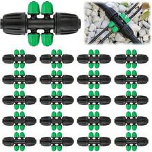 20PCS Locked Barbed Tee Connectors 1/2 To 1/4 Drip Irrigation Fittings Kit 12/16mm To 4/7mm Tube Lock Female Connector 6Way Barbed Lock Irrigation Parts For Watering System Black Green - BlackGreen12to146Way - Xem 2