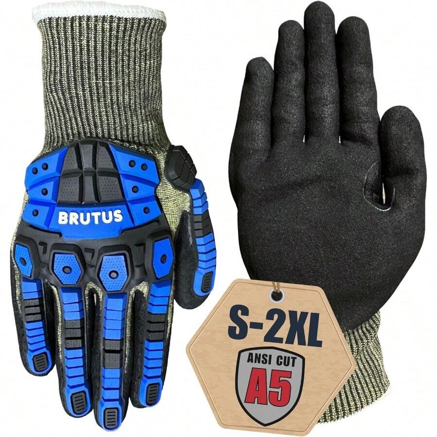 Cestus 3004 ANSI Cut A5 Impact Gloves 1 3 12 60 Pairs Flame-Resistant 13G Knit Sandy Nitrile Coated Gel Padded Palm