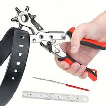 1pc Belt Punch Pliers Leather Belt Hole Eyelet Puncher Revolve Sewing Machine Bag Tool Watchband Strap Hand Tools - Multicolor - View 2