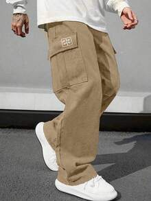 1pc Men's Multi-Pocket Cargo Pants, Suitable For Spring/Autumn, Summer Beach, Daily Commute, Sports Training, Outdoor Hiking, Casual, Fitness, Jogging, Straight Leg Trousers, Versatile & Fashionable, Fall