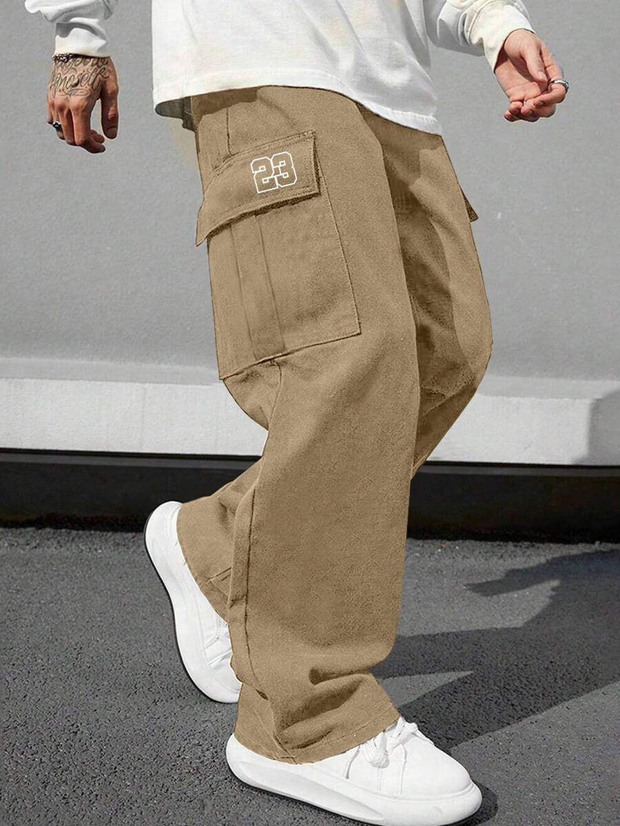 1pc Men's Multi-Pocket Cargo Pants, Suitable For Spring/Autumn, Summer Beach, Daily Commute, Sports Training, Outdoor Hiking, Casual, Fitness, Jogging, Straight Leg Trousers, Versatile & Fashionable, Fall