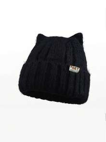 女士可爱猫耳针织帽，保暖耳罩式无檐帽，秋冬百搭无檐帽 - 針織帽 - 查看 9