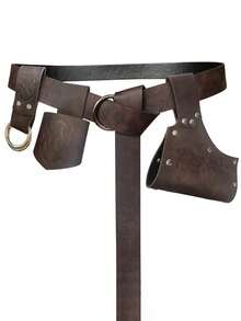 5pcs/Set Vintage Viking Style Faux Leather Belt, Suitable For Men And Women, Party, Performance, Costume Accessories Old Money Vintage Autumn/Fall Urban Outfit Classic Christmas Winter Fashion Daily Men Boyfriend Gift