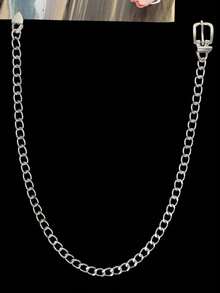 1pc Simple & Elegant Square Buckle Chain Strap, Versatile Felt Hat, Fedora, Daily Hat Accessory