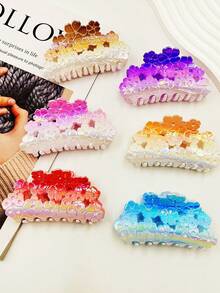 1 Stück/3 Stück/6 Stück florale Muster Lässig ABS Kunststoff (ABS Harz) 2025 Neuer Boho-Stil Halbkreis Haarclips, personalisierte minimalistische karierte Haarklaue für Frauen elegante Haaraccessoires elegante Haarspange Winter Haarklammer