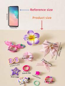 699件/套 女孩发饰组合，可爱多样的彩色发夹、发圈、带蝴蝶结、花朵、蝴蝶图案的松紧带，是送给女孩的完美礼物，适合派对和节日发型（无包装盒 - OPP袋） - 無色 - 查看 7