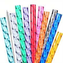 Swirl Straws For Tumbler, Reusable 11" Long Hard Plastic Shiny Crystal Tumbler,Replacement Drinking Straws For 16 OZ 20 OZ 30 OZ 40OZ , Yet Tumblers,Cleaning Brush,Clear Hard Drinking Straws For 10mm Large Wide Water Bottle Straw For Cup Accessories - Multicolor - View 13