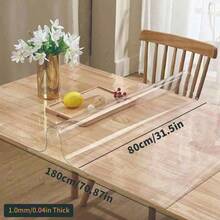 1pc High Quality 1mm Thick Transparent PVC Tablecloth - Scratch-Resistant, Heat-Resistant, Easy To Clean, Suitable For Home, Hotel, Restaurant And Cafe Tables, Minimalist And Fashionable Design - White - View 91
