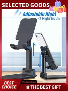 1pc Foldable Desktop Phone Stand For Desk, Height Adjustable Cell Phone Holder, Portable Cellphone Cradle Desktop, Women Travel Kitchen Essentials Fits All Mobile Phone, Phone Stand, Phone Holder Stand, Phone