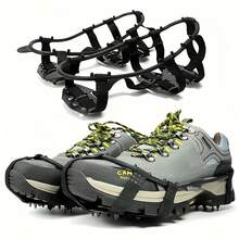24-Teeth Anti-Slip Ice Cleats - Black, Manganese Steel, Suitable For Hiking, Climbing, Walking, Running And Hunting, Size 35-40: 6.8cm/2.68in, 20cm/7.87in; Size 41-46: 7cm/2.76in, 23cm/9.06in, Hiking Gear | Adjustable Strap Design | Metal Structure, Mountaineering Boots,Shoe,Spring Summer Picks,Brides Maid Gifts,Room,Bedroom Deccor,Bedroom Deccor,Beach,Travel,For Men,For Women,Vacation - Multicolor - View 1