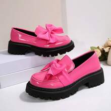 Geeyea A Pair Of Women's Loafers, Shiny Pink Women's Loafers, Big Bow Thick Sole Design, Sweet And Cool College Style, Fashionable And Eye-Catching Shoes For Daily Outings And Campus Commuting - Hồng - Xem 6