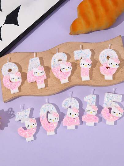 Sanrio 1 pièce Bougies d'anniversaire numériques hello kitty créatives de 0 à 9, décoration d'anniversaire pour un an, cadeau