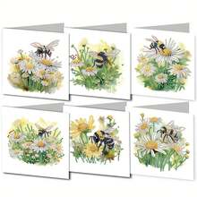 6pcs DIY Diamond Painting Kits, Colorful Bird, Bee, Butterfly Series Greeting Cards, Blessings And Wishes, Unique Asymmetrical Shape Diamonds, Paper Material, Handcraft Tools And Supplies, Suitable For Elders, Friends And Family, Holiday Party DIY Gifts - Multicolor - View 14