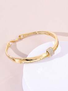 Nuevo conjunto de pulsera y anillo de cobre con incrustaciones de circonita de estilo europeo multicapa y gota de agua